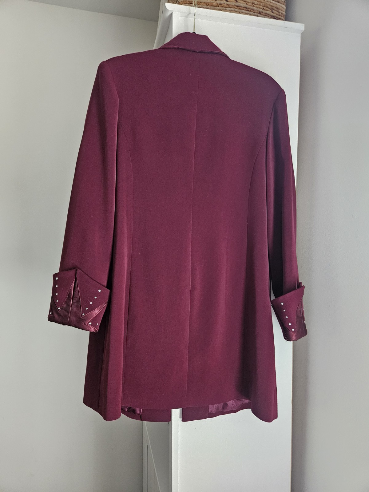 B.M.I. studio Burgundy Studded Western Blazer Jacket, Button Front, Lined, 14