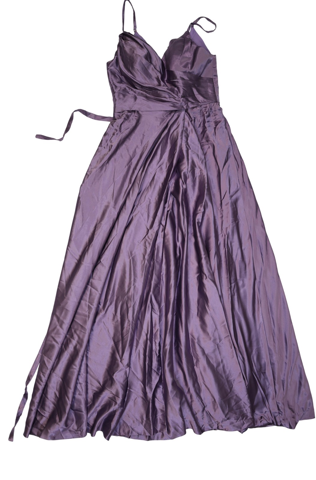 LINDO NOIVA Dress Womens 12 Purple Satin V Neck Strappy Ball Gown Maxi Wedding