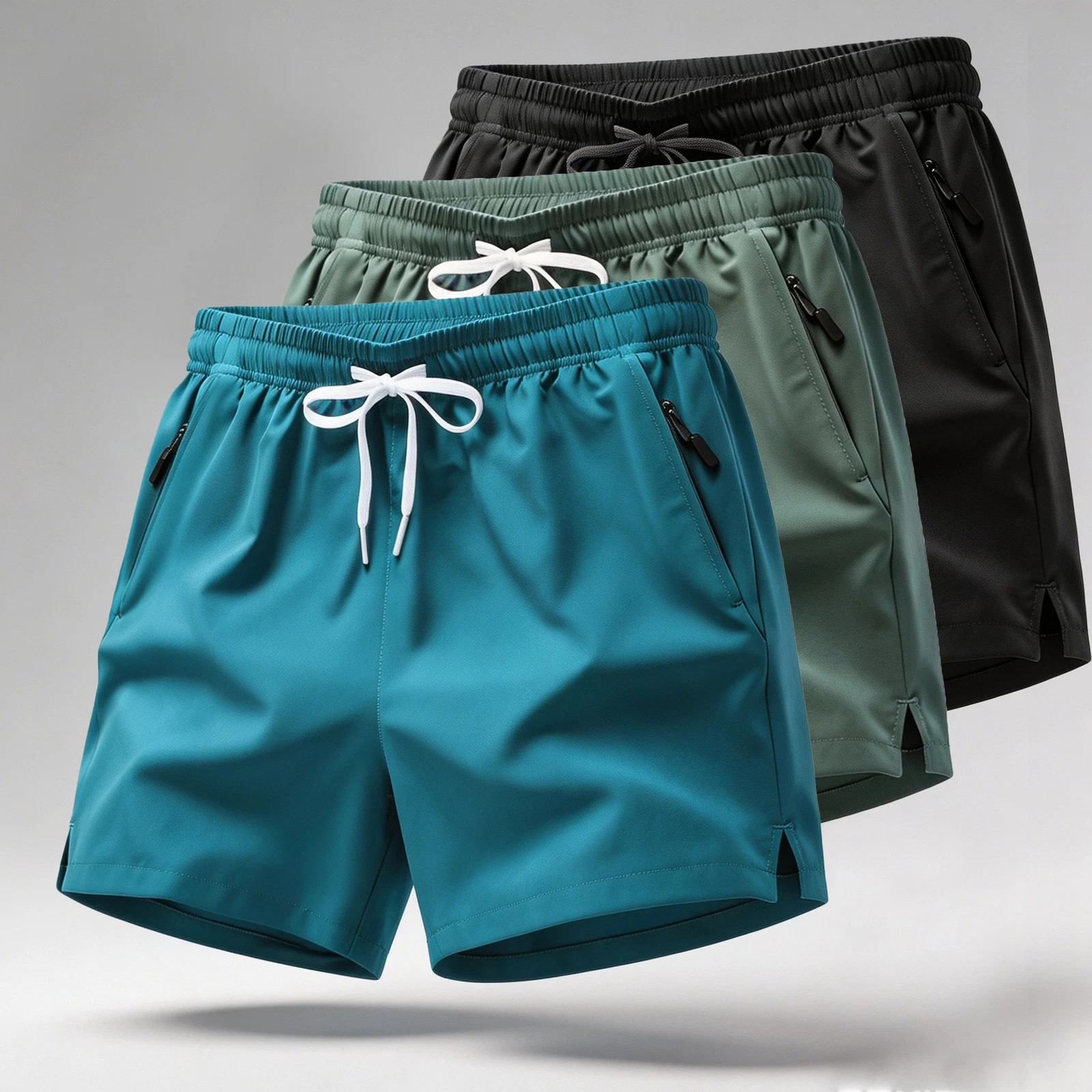 Men’s Quick Dry Running Shorts with Drawstring and Zip Pockets – Ideal for