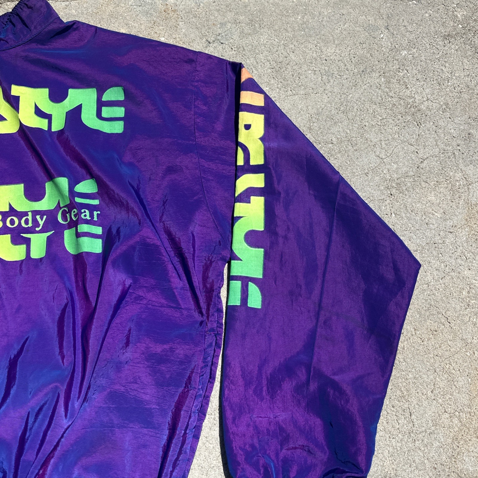 Surf Style Windbreaker Iridescent Purple 1/4 Zip Pullover 90s Vintage One Size