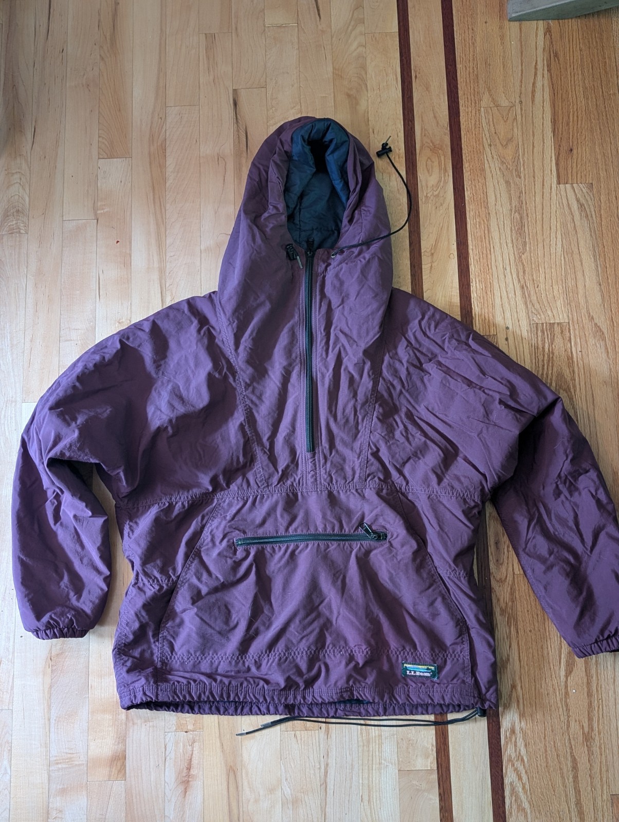 Vintage L.L. Bean Women’s Medium Purple 1/4 Zip Pullover Zip Hooded Jacket