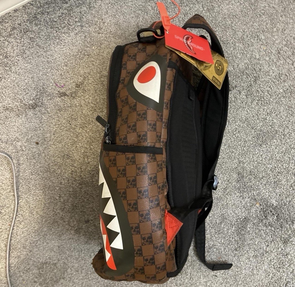 Sprayground Checkered Shark Mouth Backpack Large Laptop Sleeve