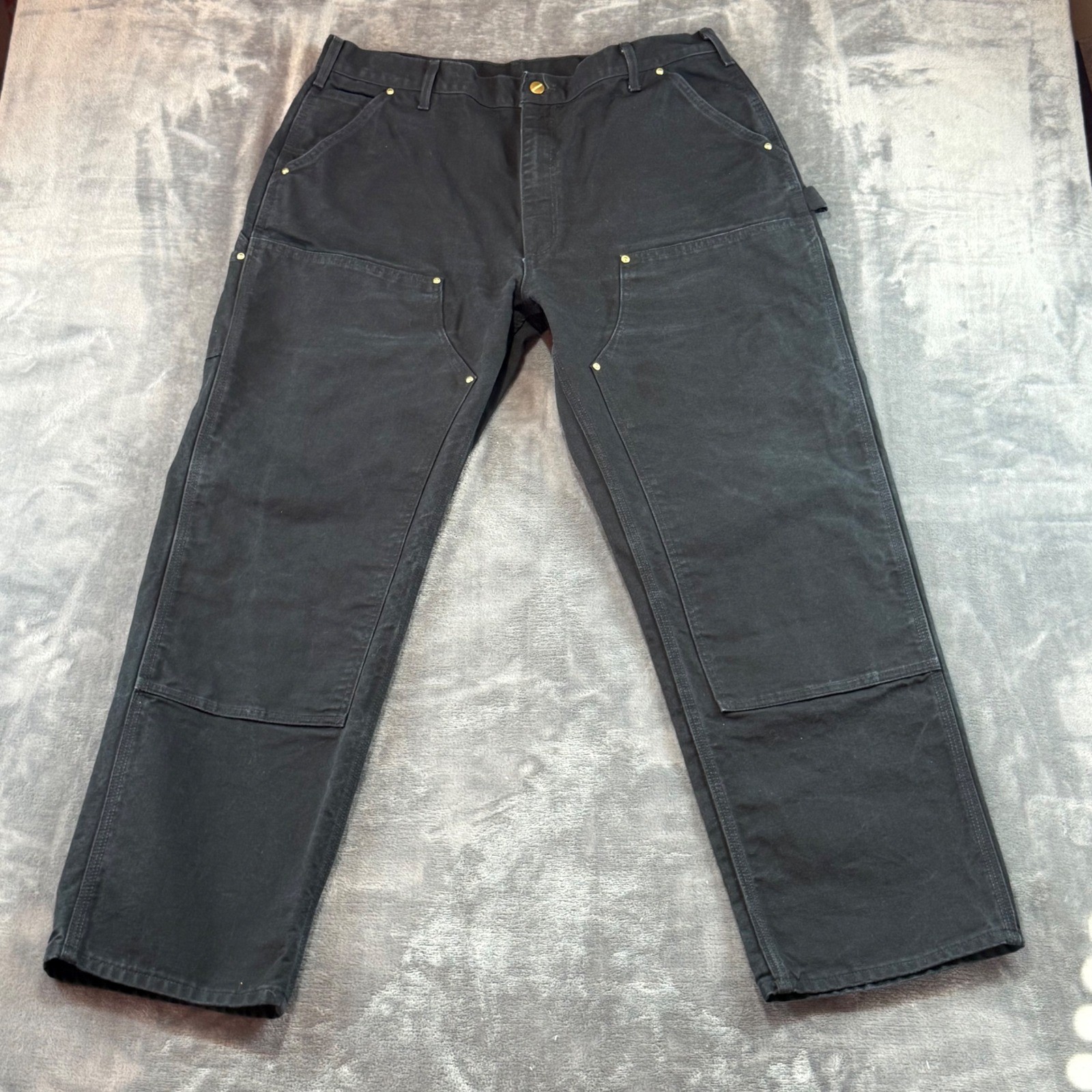 Carhartt B01BLK Double Front Work Pants Mens 40×32 Black Duck Canvas Made in USA