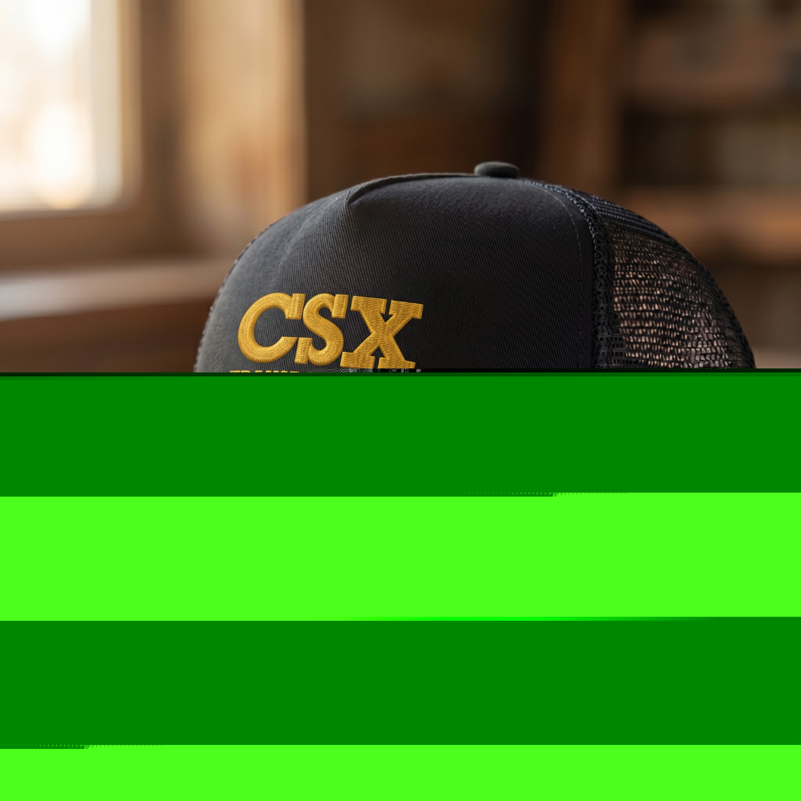 CSX Transportation Logo Embroidered Trucker Hat Black Mesh Snapback