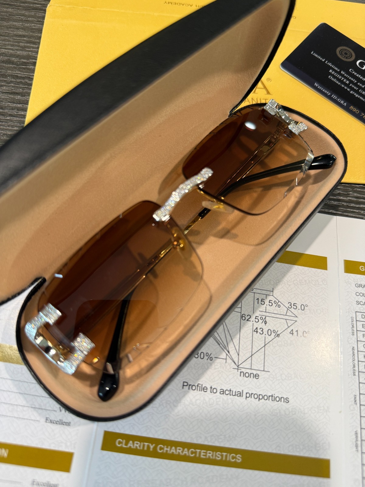 Real 925 Silver Big C VVS MOISSANITE Light Brown Sunglasses – Iced Buffs Glasses