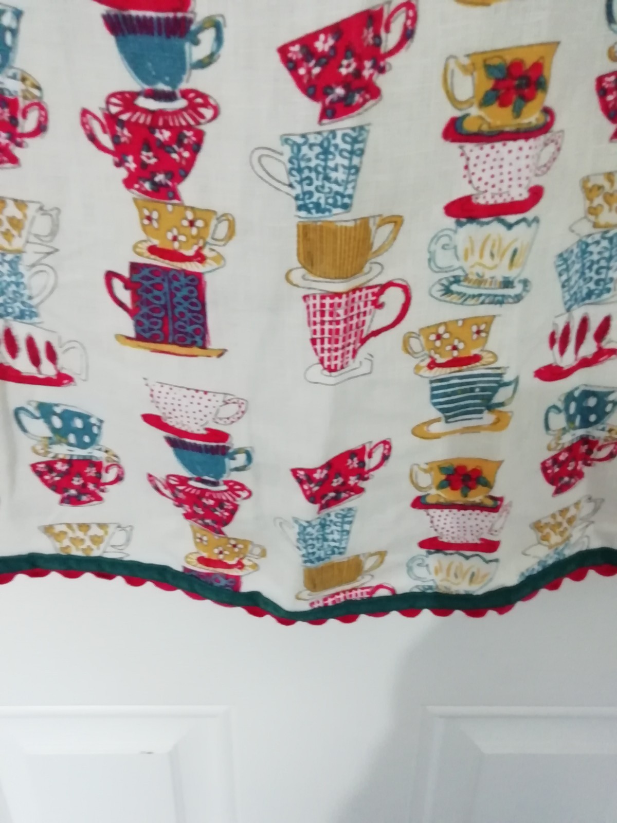Mistral Size 12 Skirt Tea Cup Mug Saucer Print Beige Multi 100% Linen Mustard