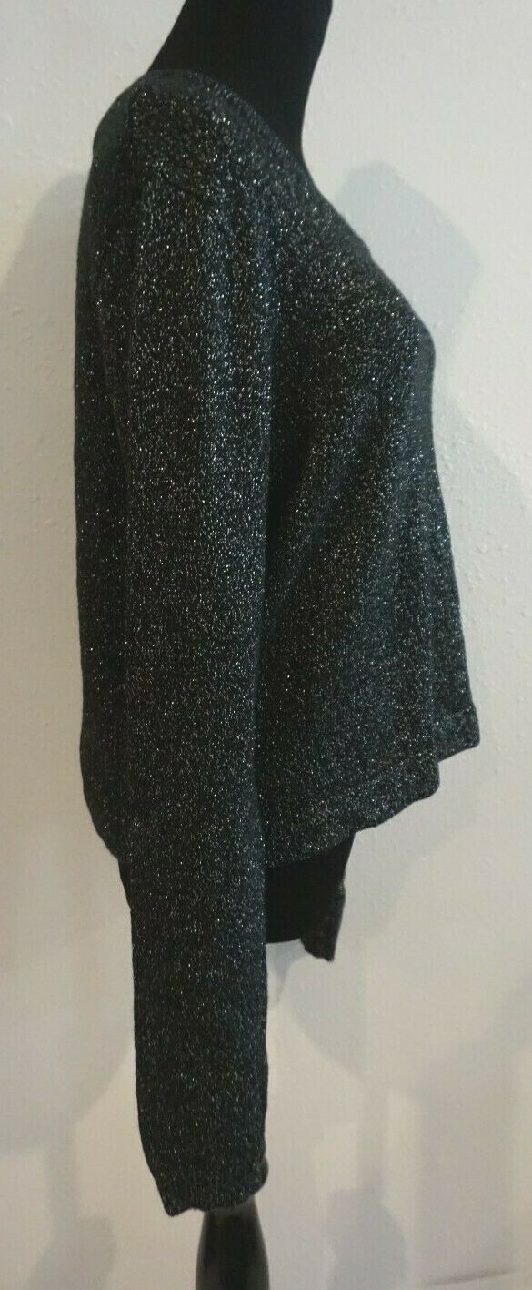 Forever 21 + Black Silver Metallic Crop Sweater Juniors Sz 2X