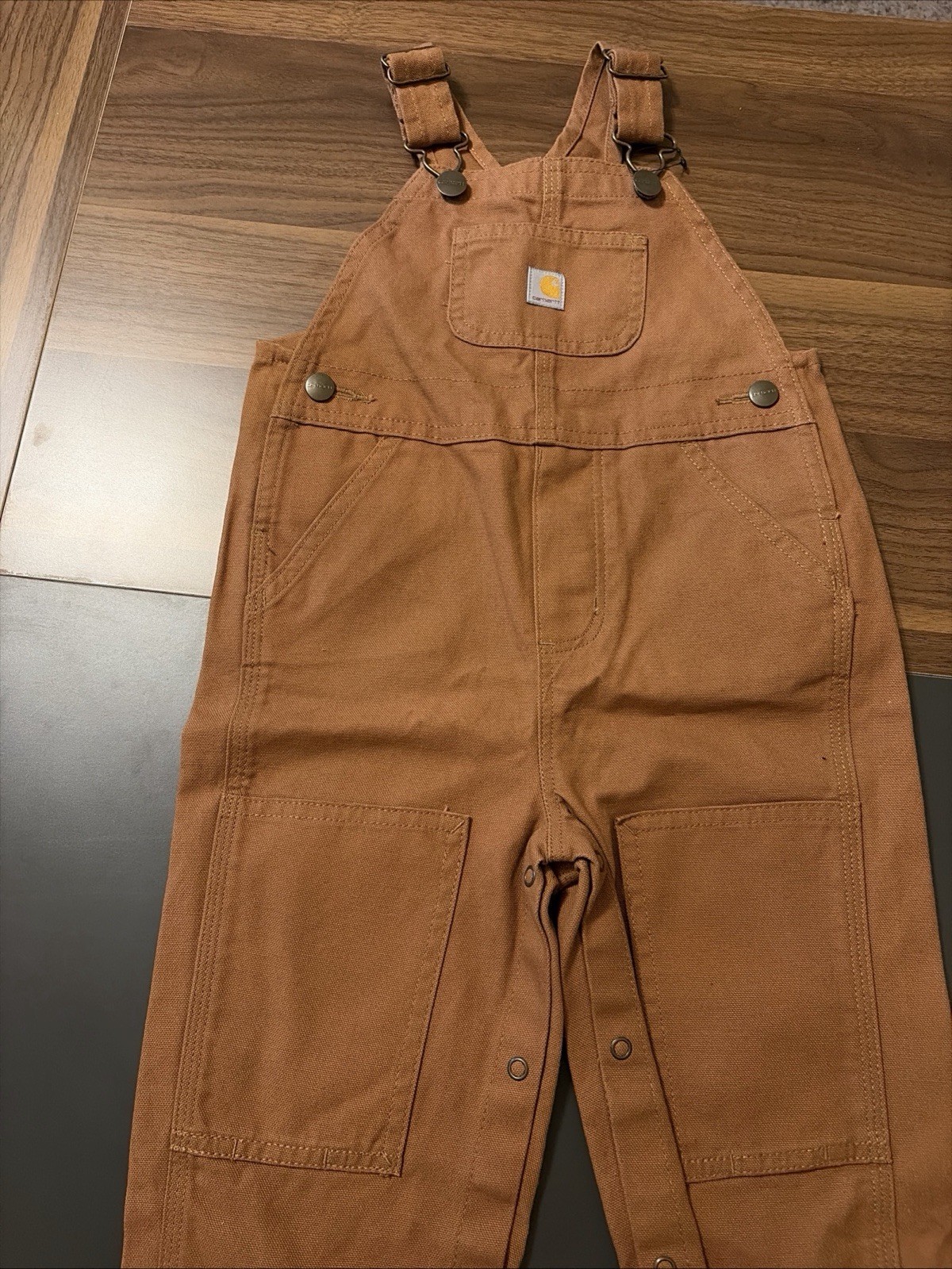 Carhartt Infant Boys’ 24 Months Canvas Bib Double Knee Overalls W/Leg Snaps NWT