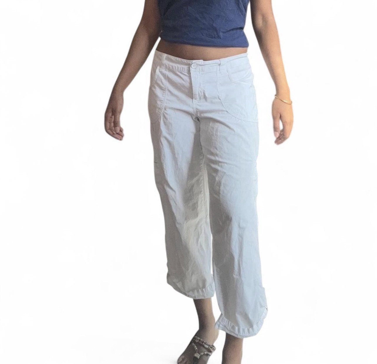 Apt. 9 White Cotton Spandex Twill Utility Capri Pants Modern Fit Pockets 10