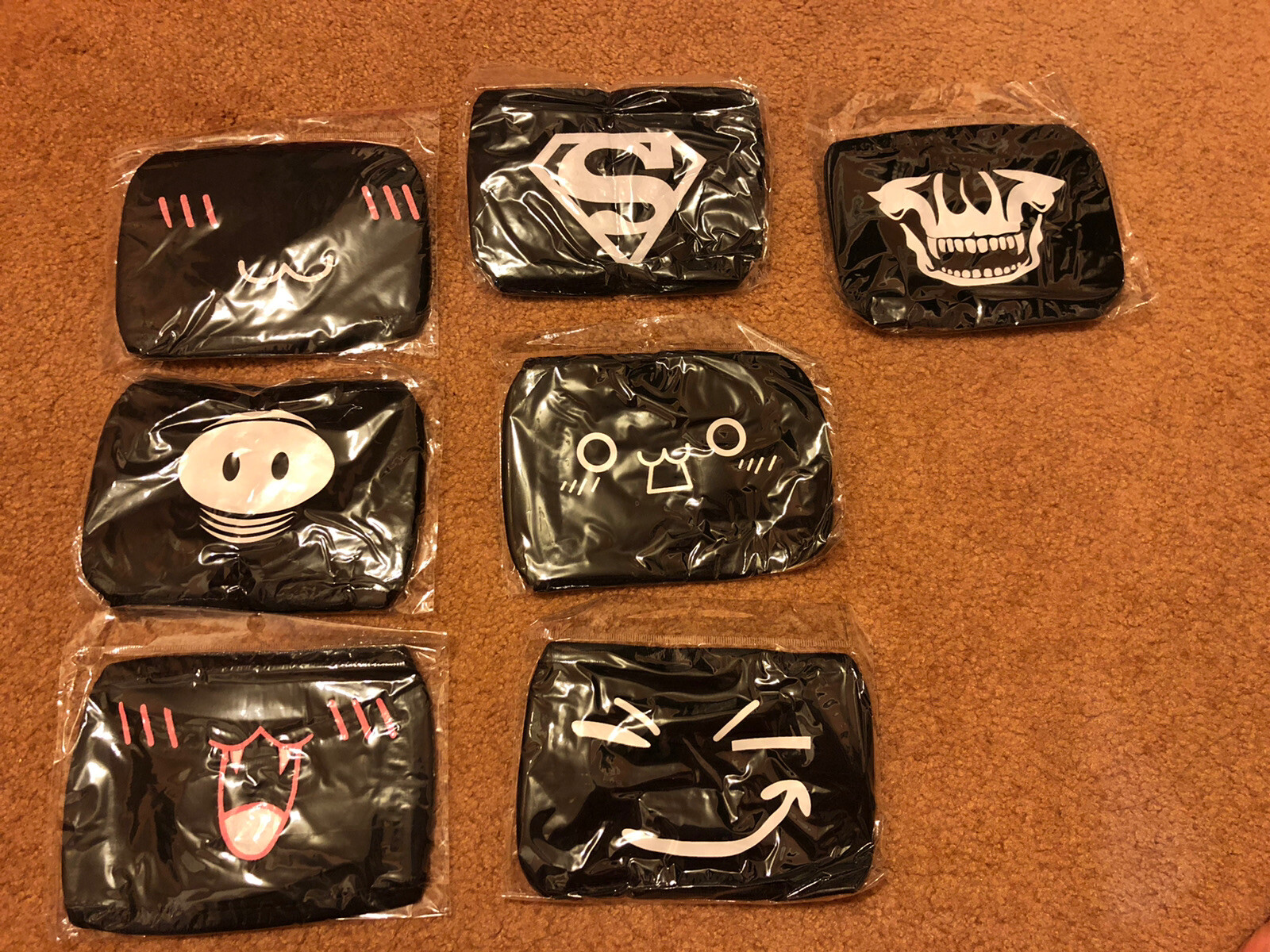 New Anime Cartoon Cute Funny Expression Cotton Black Face Mask Adult 🇺🇸 Seller