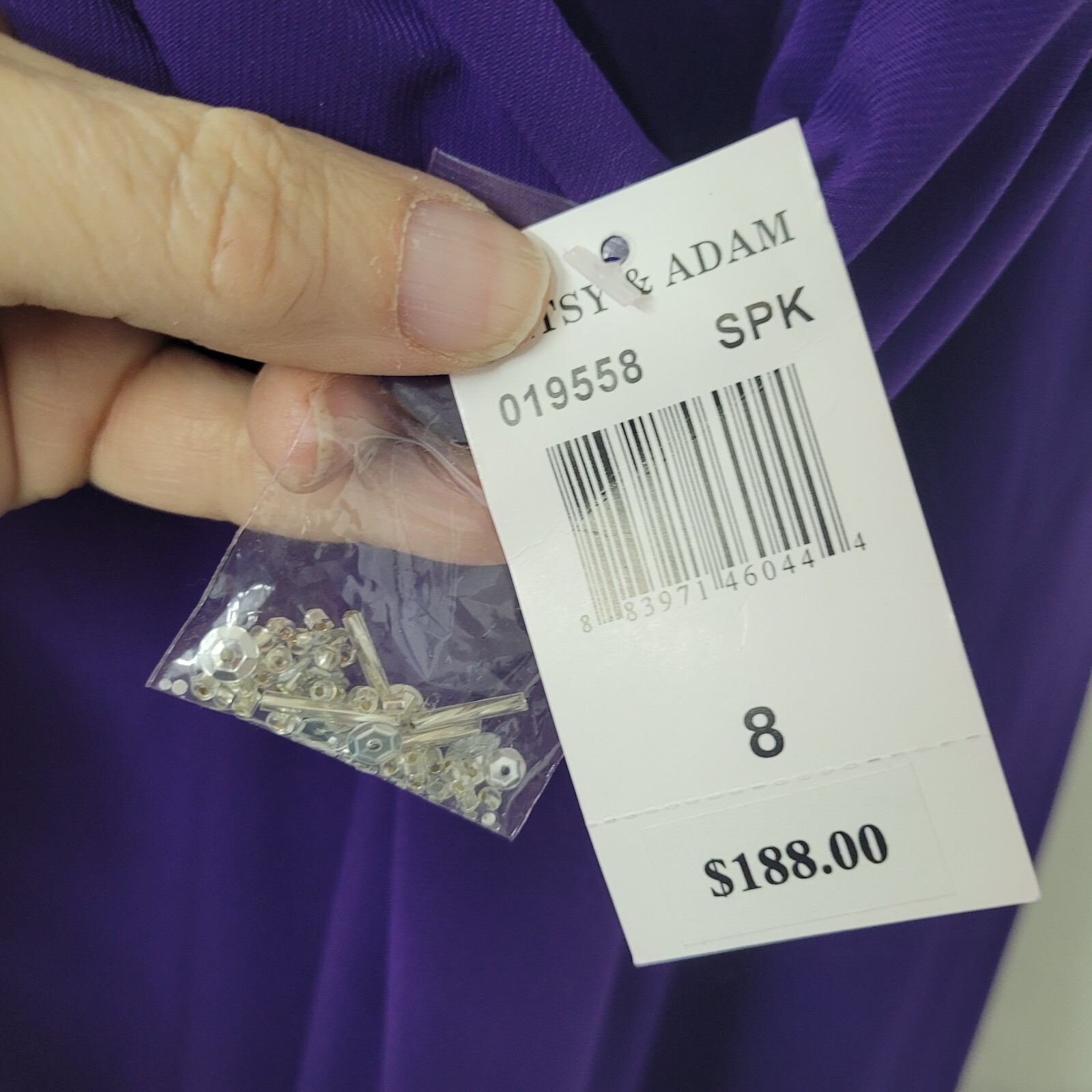 Betsy & Adam Dress Womens 8 Formal Purple Rhinestone Gown Lined Prom Wedding New