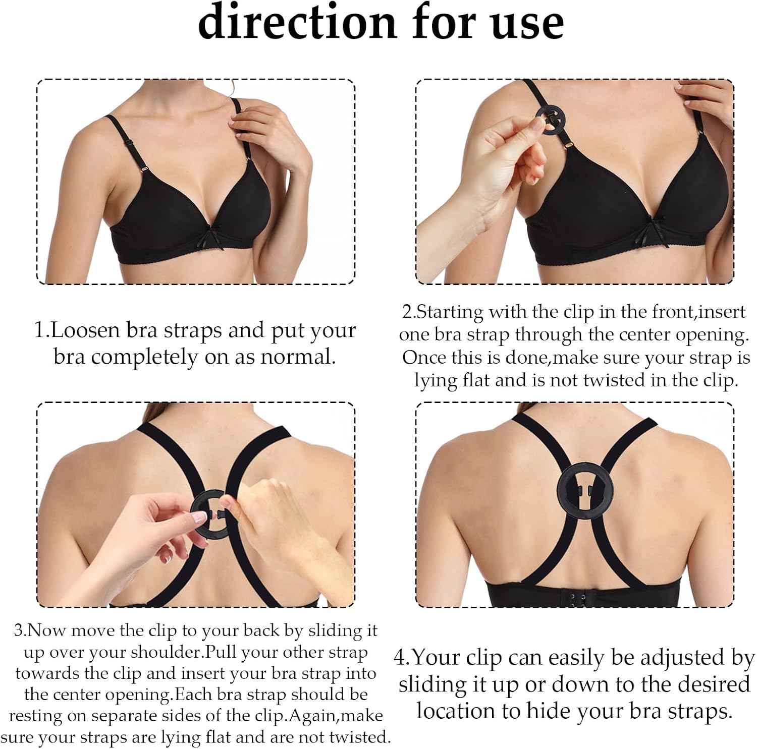 9PCS Adjustable Non Slip Bra Straps Clips for Back, Bra Accessory for Women Clea