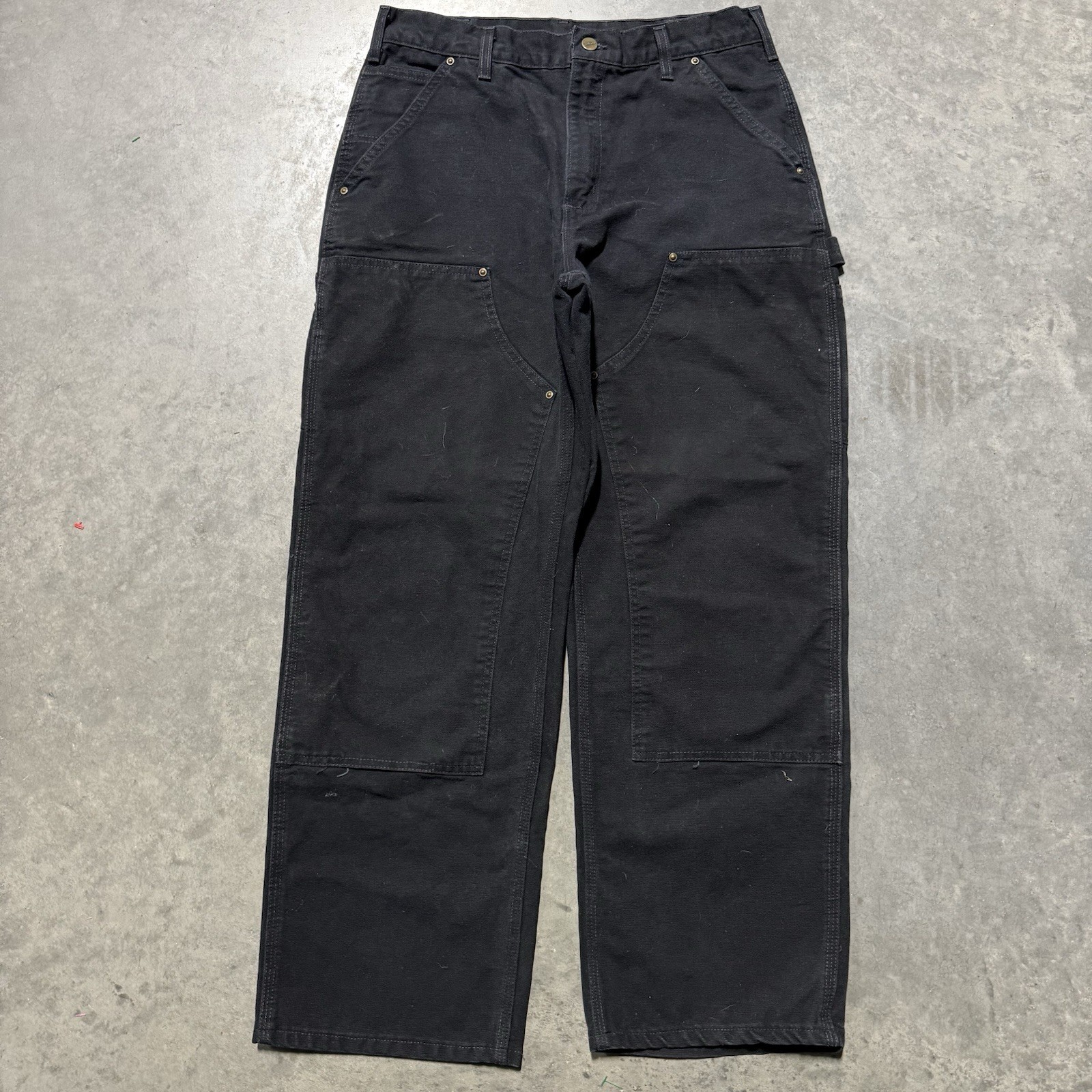 Vintage Carhartt Double Knee Carpenter Pants Mens Size 32-30 Black B01 BLK