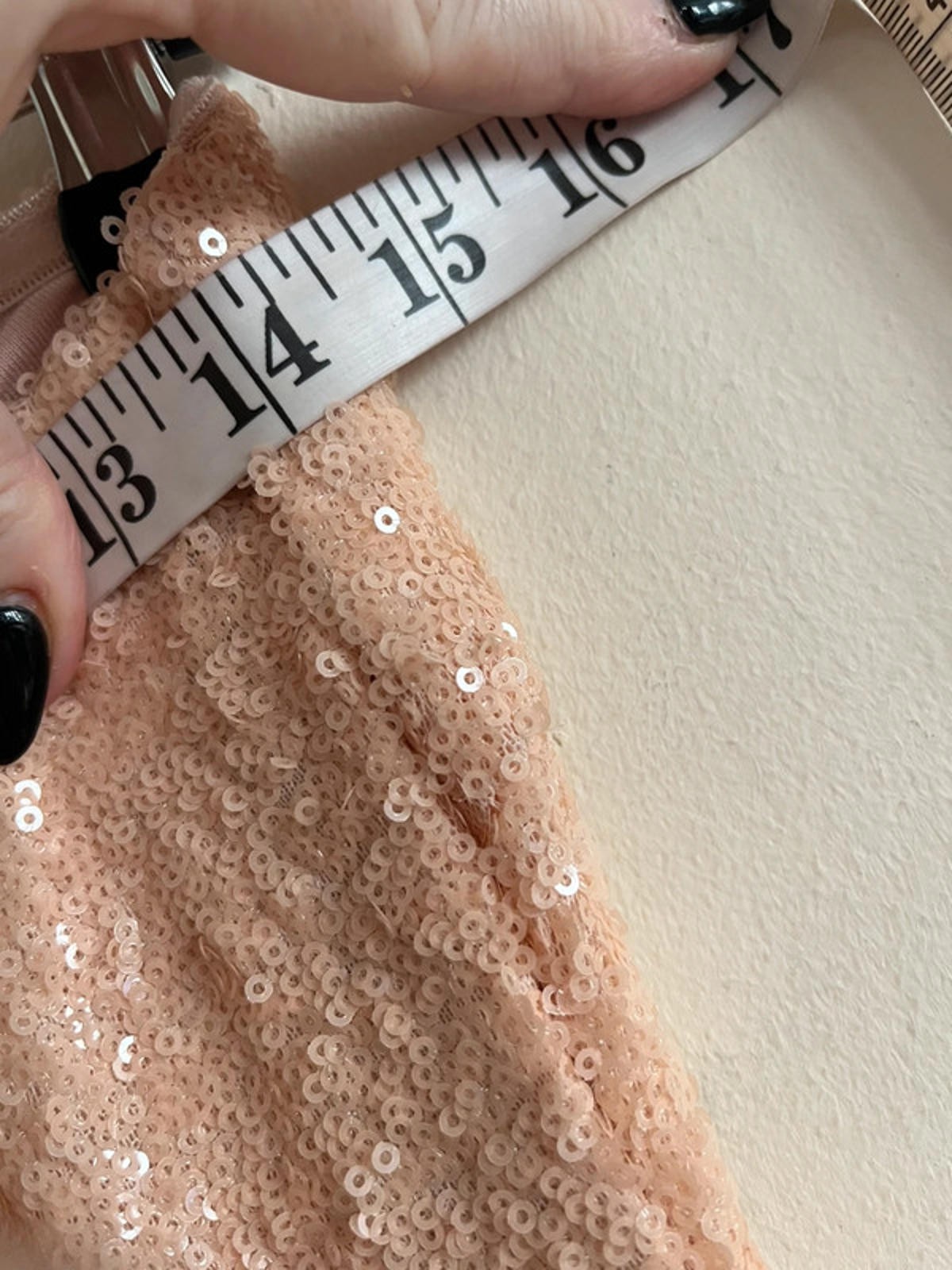 TFNC Showstopper Size 12 Peach Long Sequin Maxi Dress Prom Dress Cocktail Party