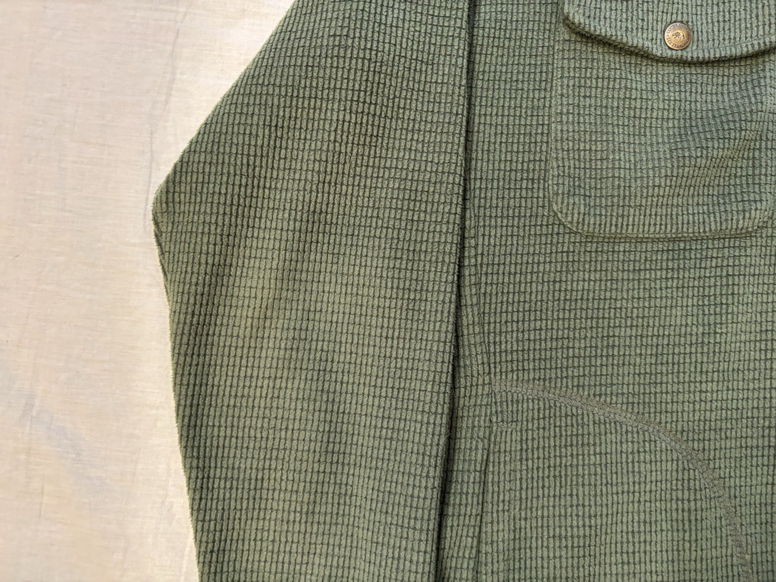 Taylor Stitch The Pack Shirt Snap Pullover Mens Size 40 Olive Green Waffle Weave
