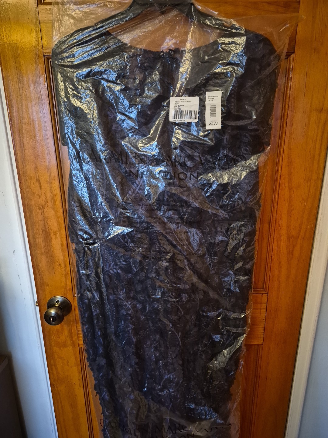 Carmen Marc Valvo Infusion 3D Blue Lined Dress size 22W NWT