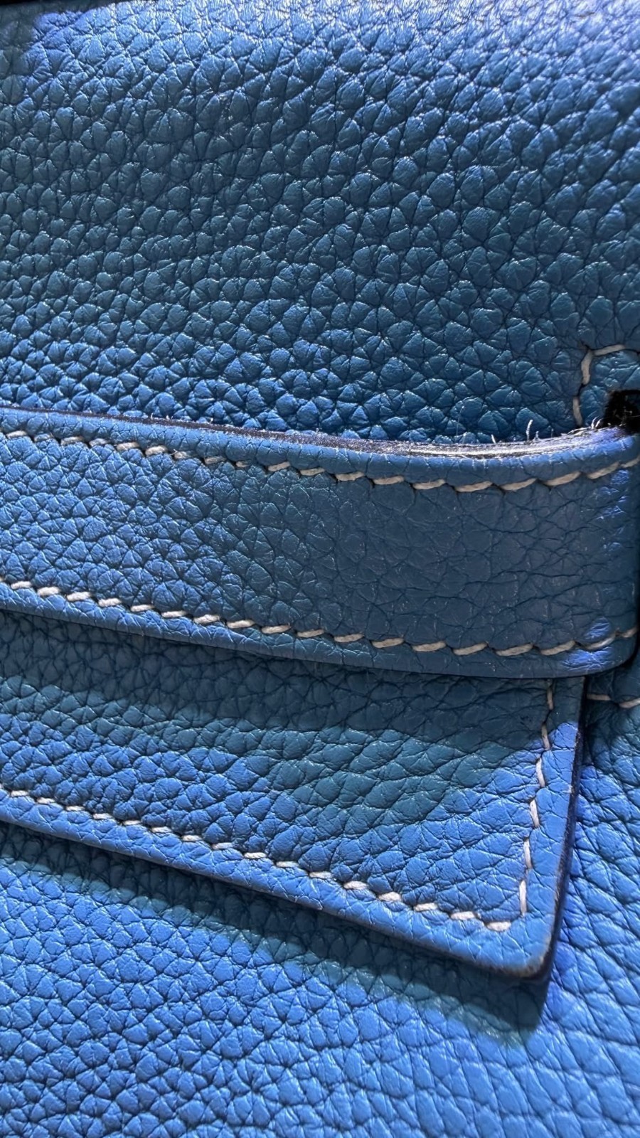BLUE HERMÈS KELLY 32 SILVER HARDWARE