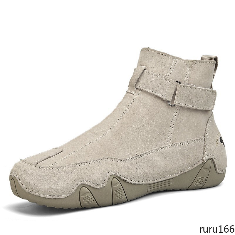 Men’s Suede Ankle Boots Side Zipper Buckle Casual Outdoor High Top casual Boots