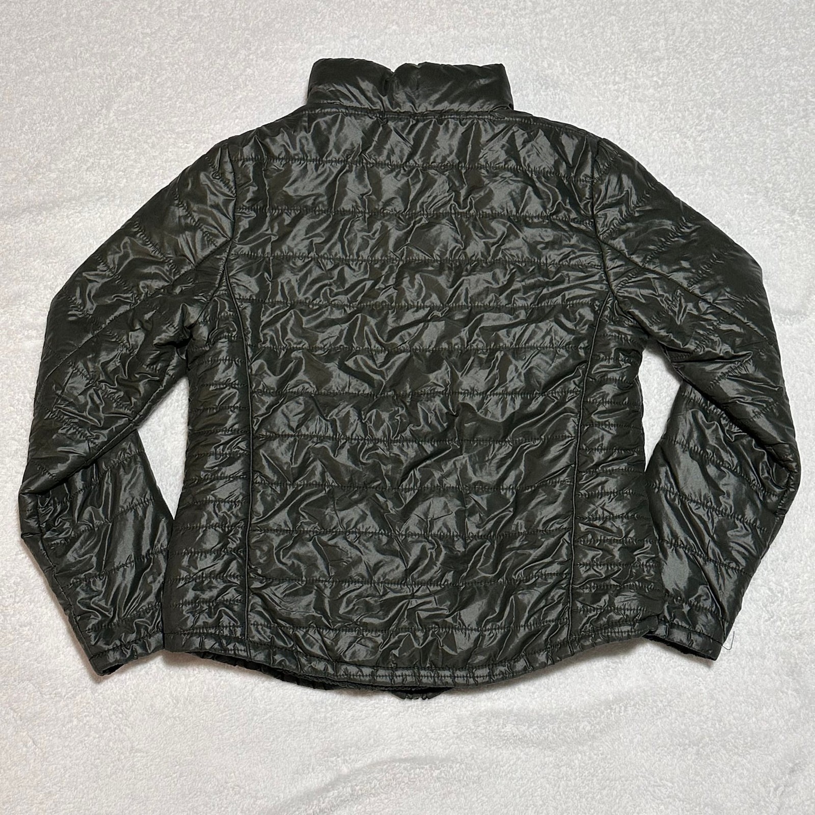 Misesny Couture Womens Sherpa Lined Quilted Puffer Jacket Green LN1501 Large
