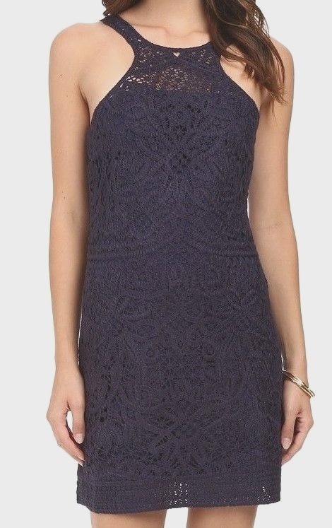 NWT Lilly Pulitzer Jaimie Knit Lace Shift Dress NAVY SMALL OVER 65% OFF FREESHIP
