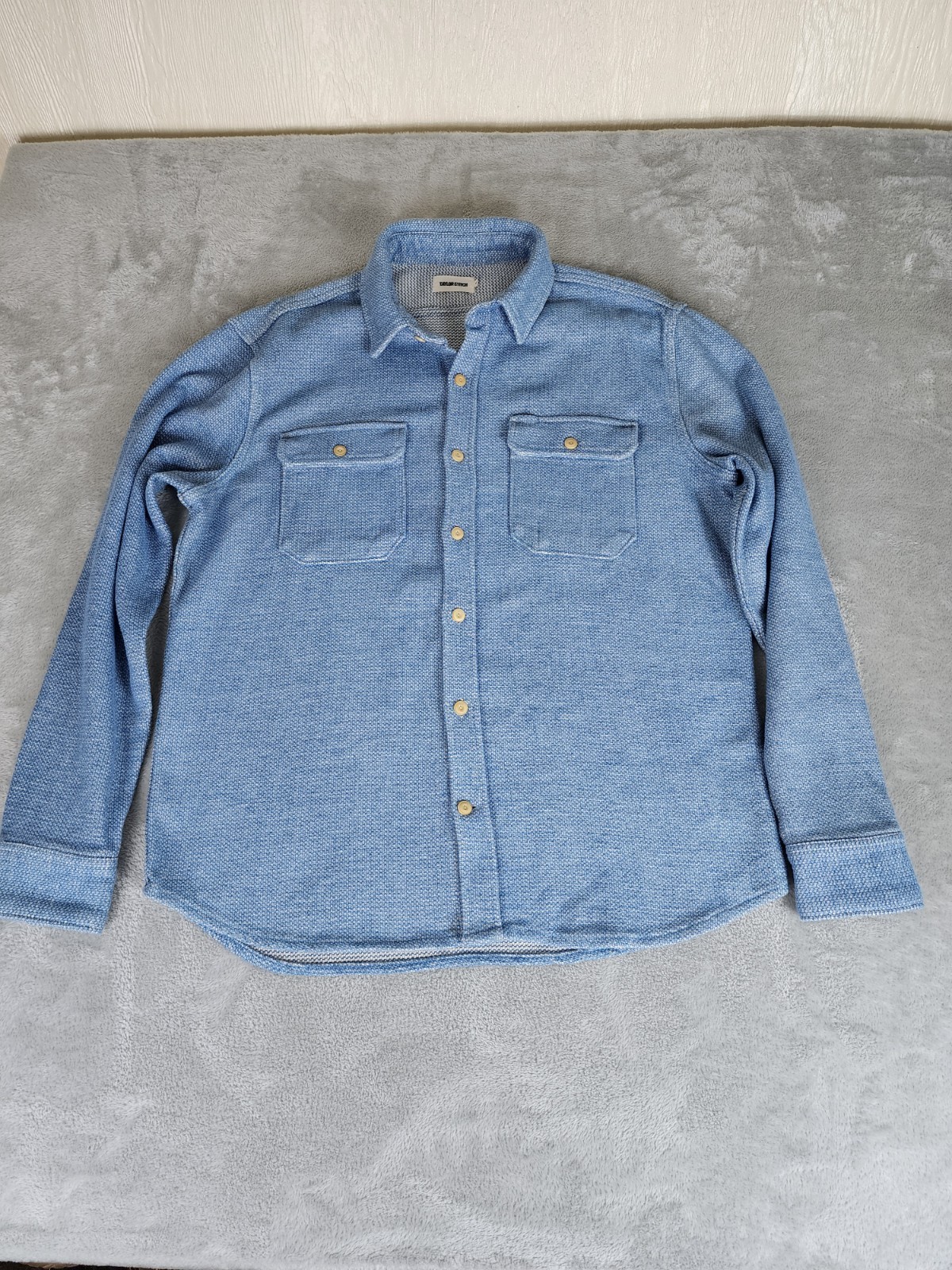 Taylor Stitch Blue Solid Woven Shirt 44 Long Sleeve Button-Up Pockets Men