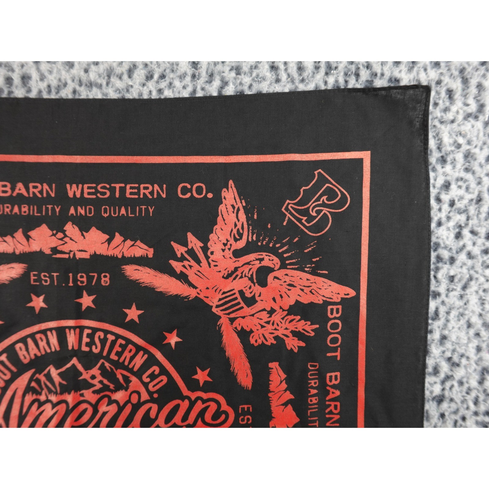 Boot Barn Western Co Bandana Black Red Eagle American Trademark Graphic OS