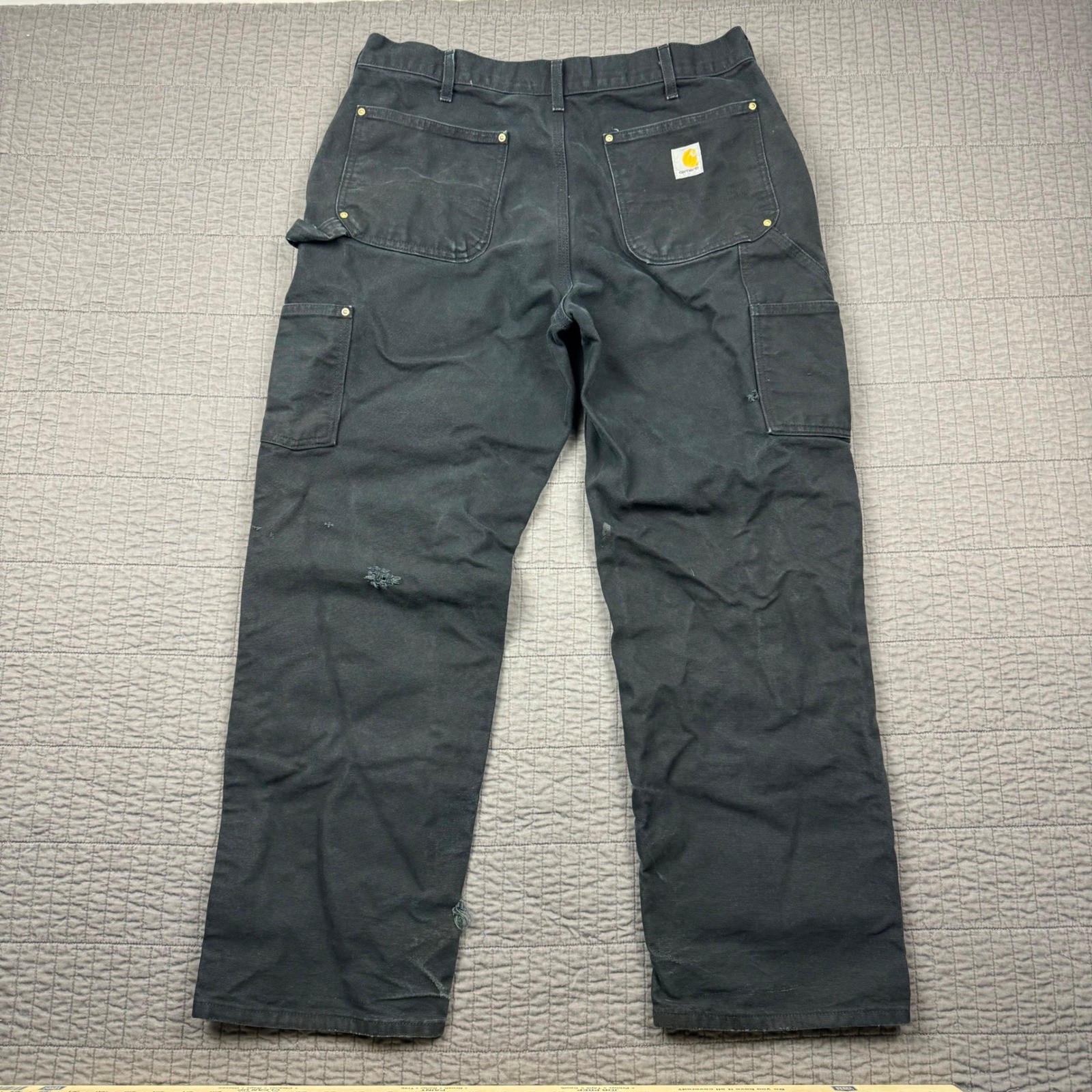 Carhartt Double Knee Pants Men 36×30 (33×29) Black B01 BLK Loose Fit Union Made