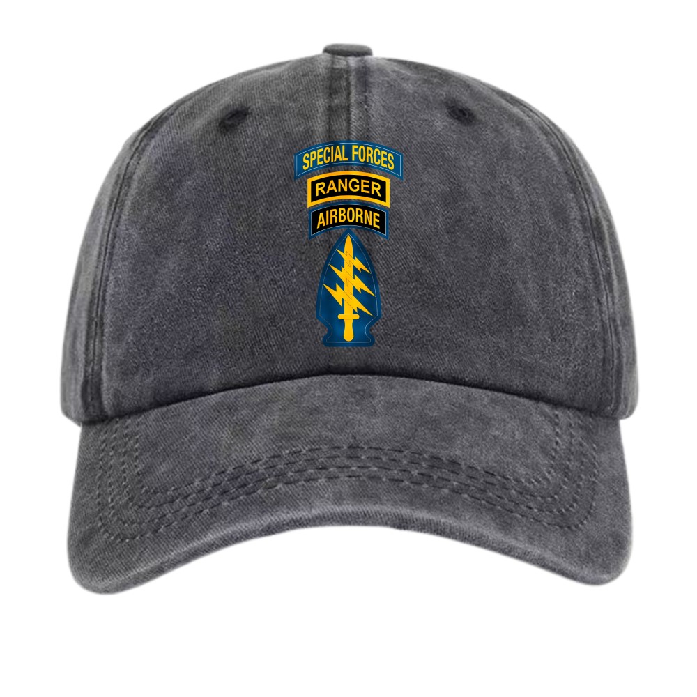 Special Forces Ranger Airborne Vintage Dad Hat,US Army Elite Unit Distressed Cap