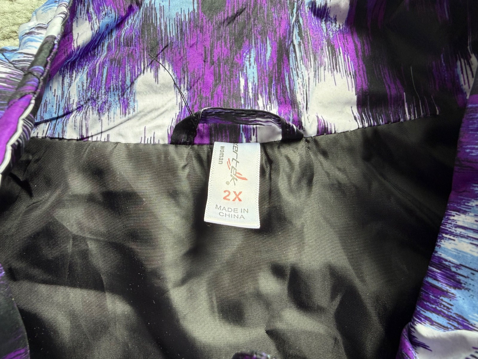 Exertek Womens Lightweight Quilted Zip Vest Sz 2X Purple-Black-White Colors