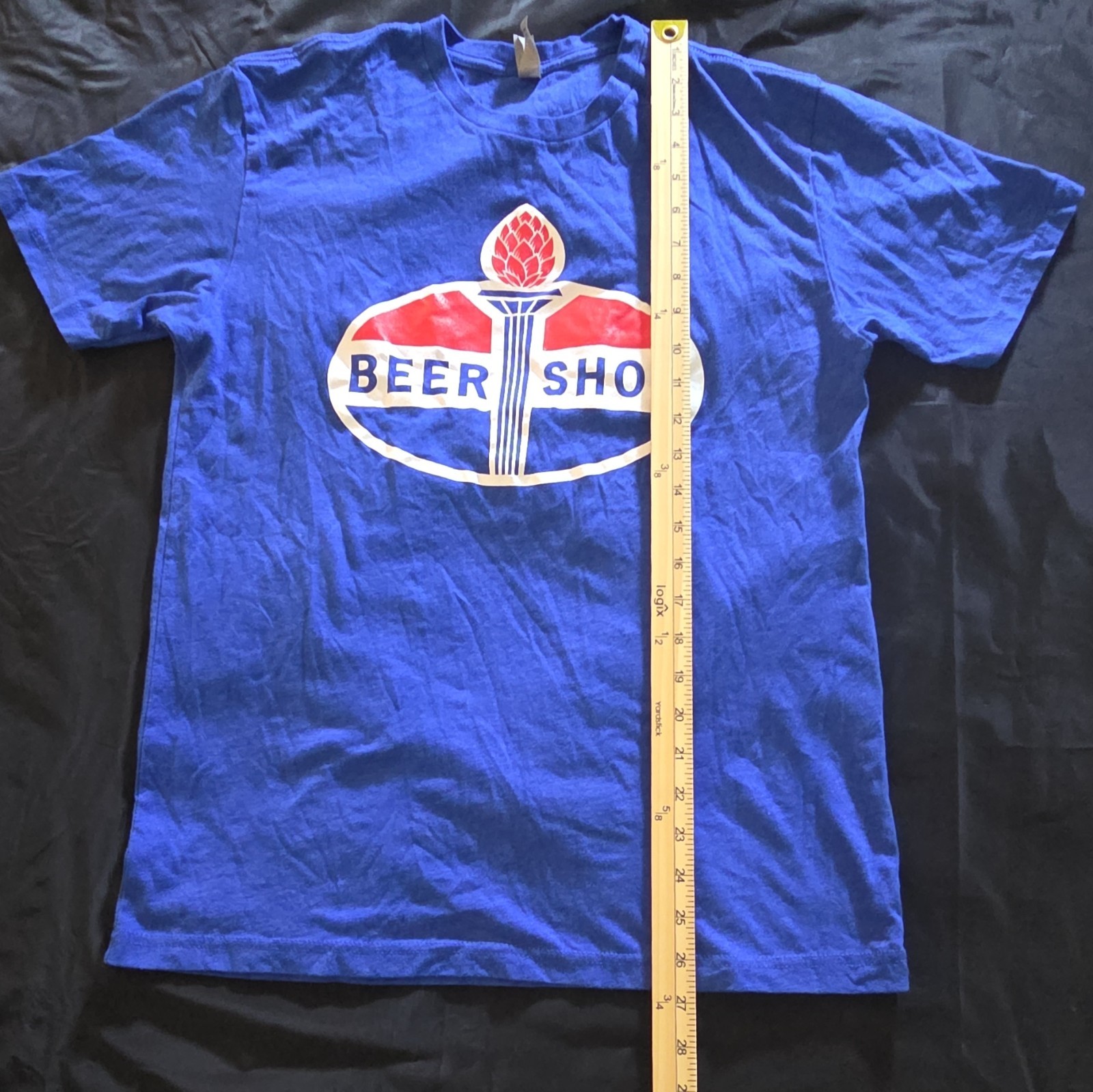 Graphic Blue T-Shirt Beer Shop Size Medium Short Sleeve
