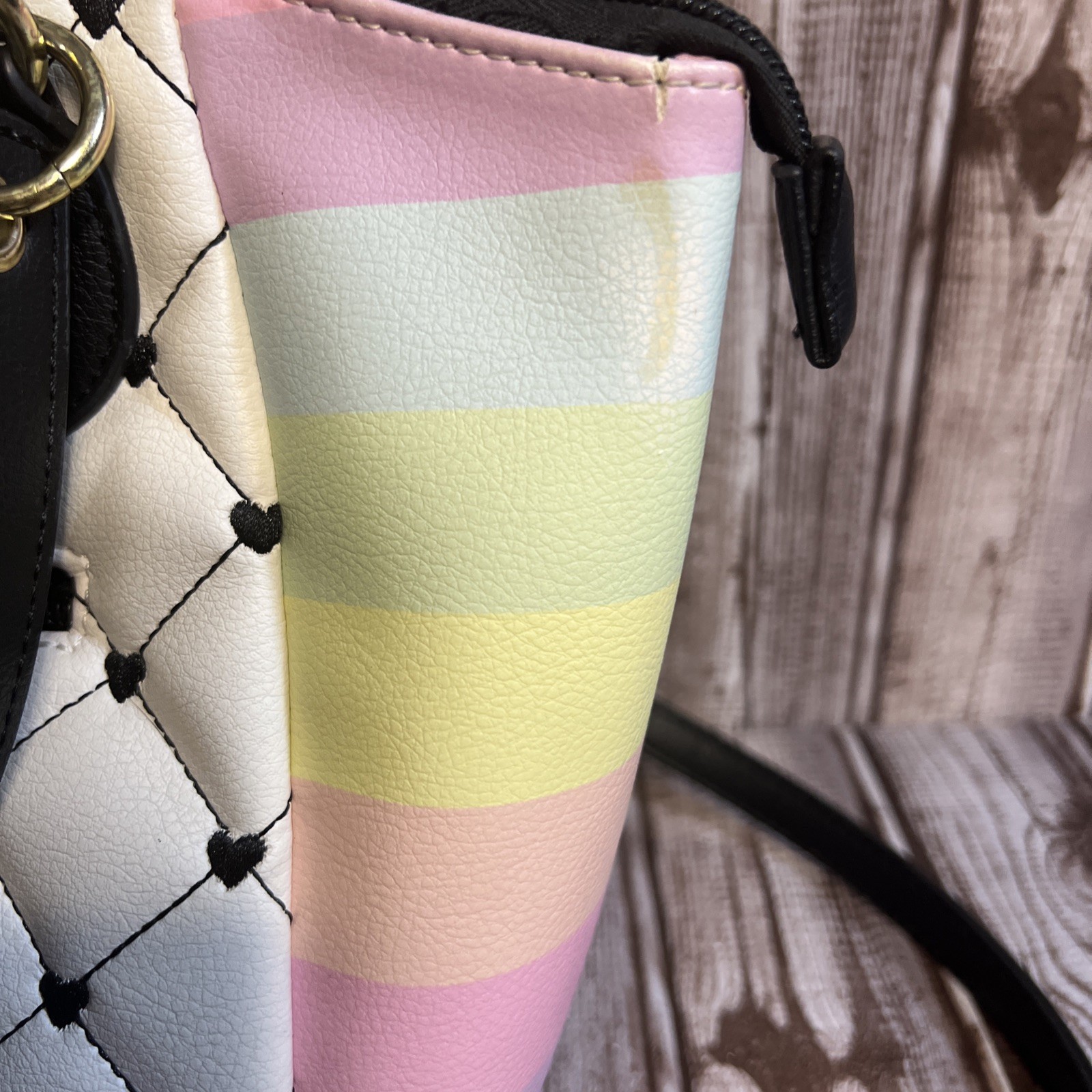 Love Betsy by Betsey Johnson Purse Black White & Pastel rainbow