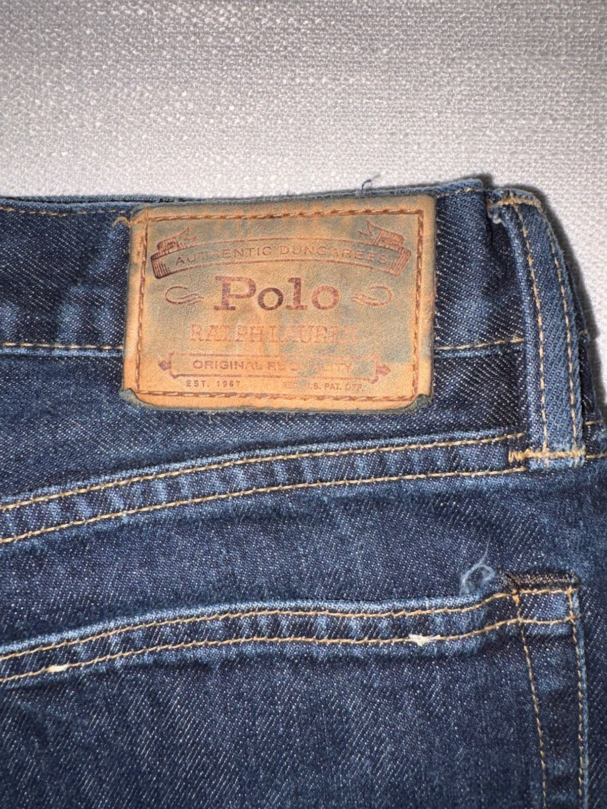Polo Ralph Lauren Authentic Dungarees Straight Leg Blue Denim Men’s Size 34 X 30