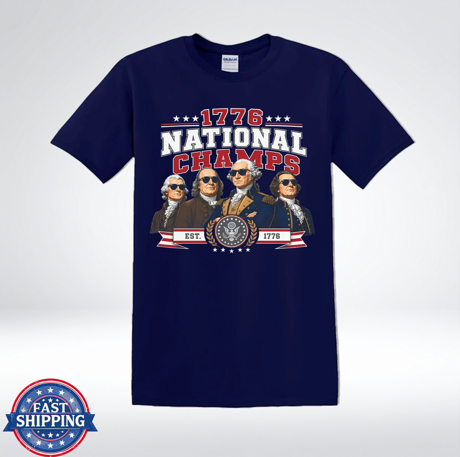 1776 National Champs Funny Patriotic Founding Fathers Retro T-Shirt