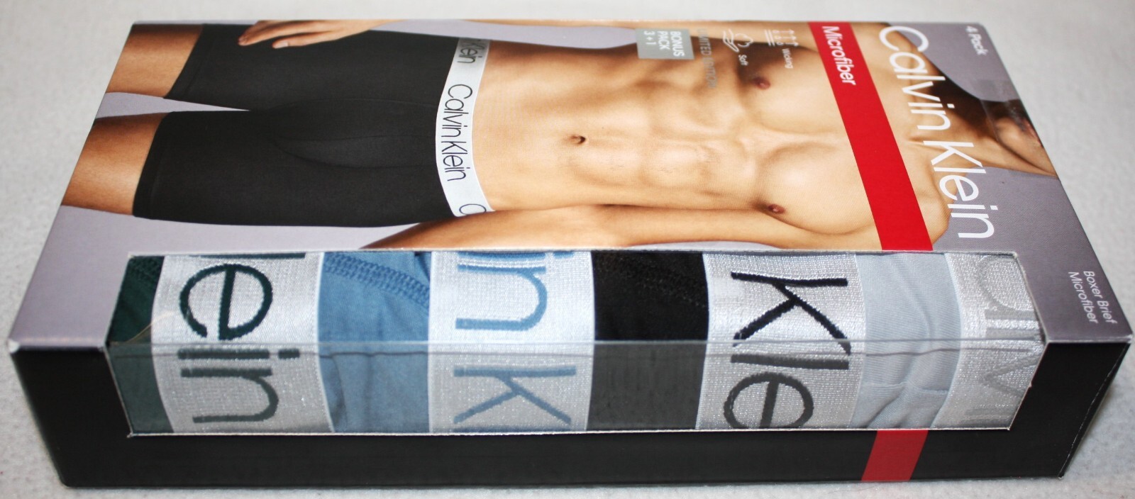 4 Calvin Klein Boxer Briefs Microfiber Stretch Multicolor 4 Pack Underwear $54