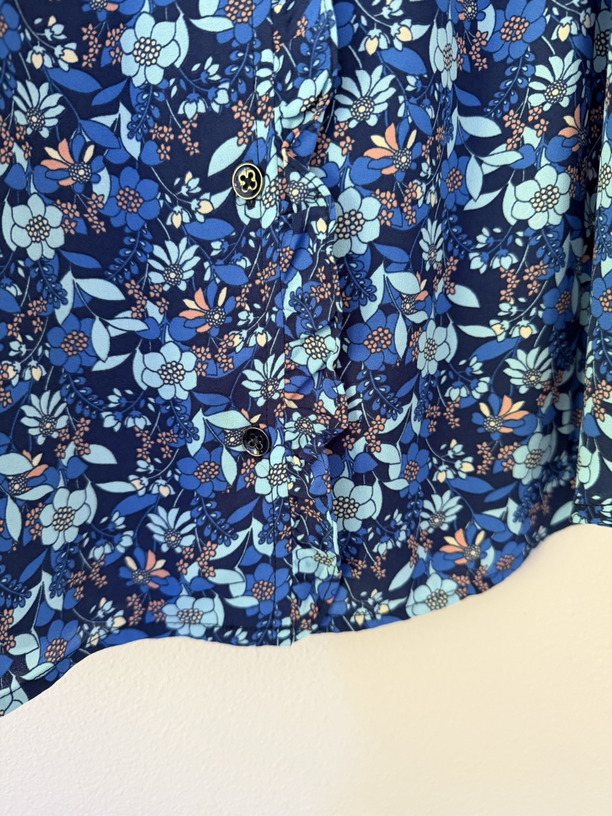 Cabi Sleeveless Top Large Take Two Blouse Blue Floral 4349