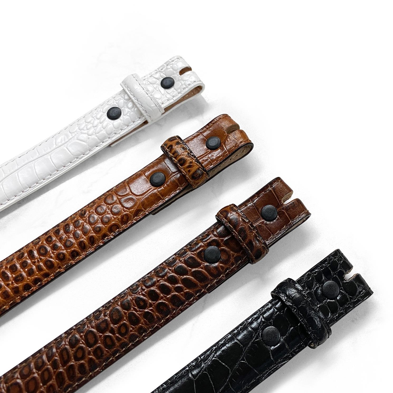 Italian Calfskin Genuine Leather Dress Belt Strap with Snaps 1″ (25mm) Wide