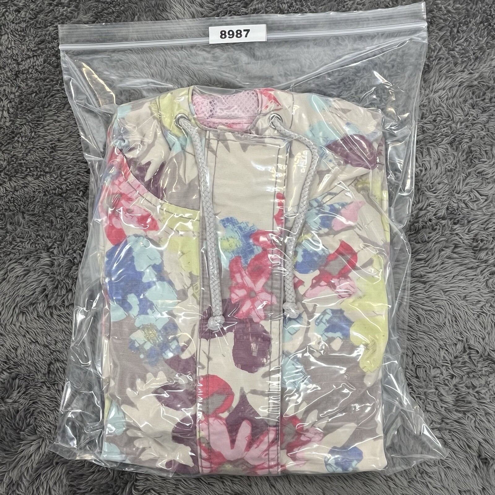 Mossimo Supply Hooded Jacket Womens Small Zip Snap Pastel Floral Wearable Art
