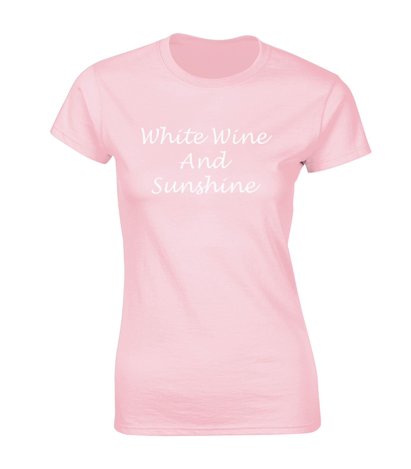 WHITE WINE & SUNSHINE LADIES T SHIRT COOL HOLIDAY CLOTHING SUMMER CASUAL TOP