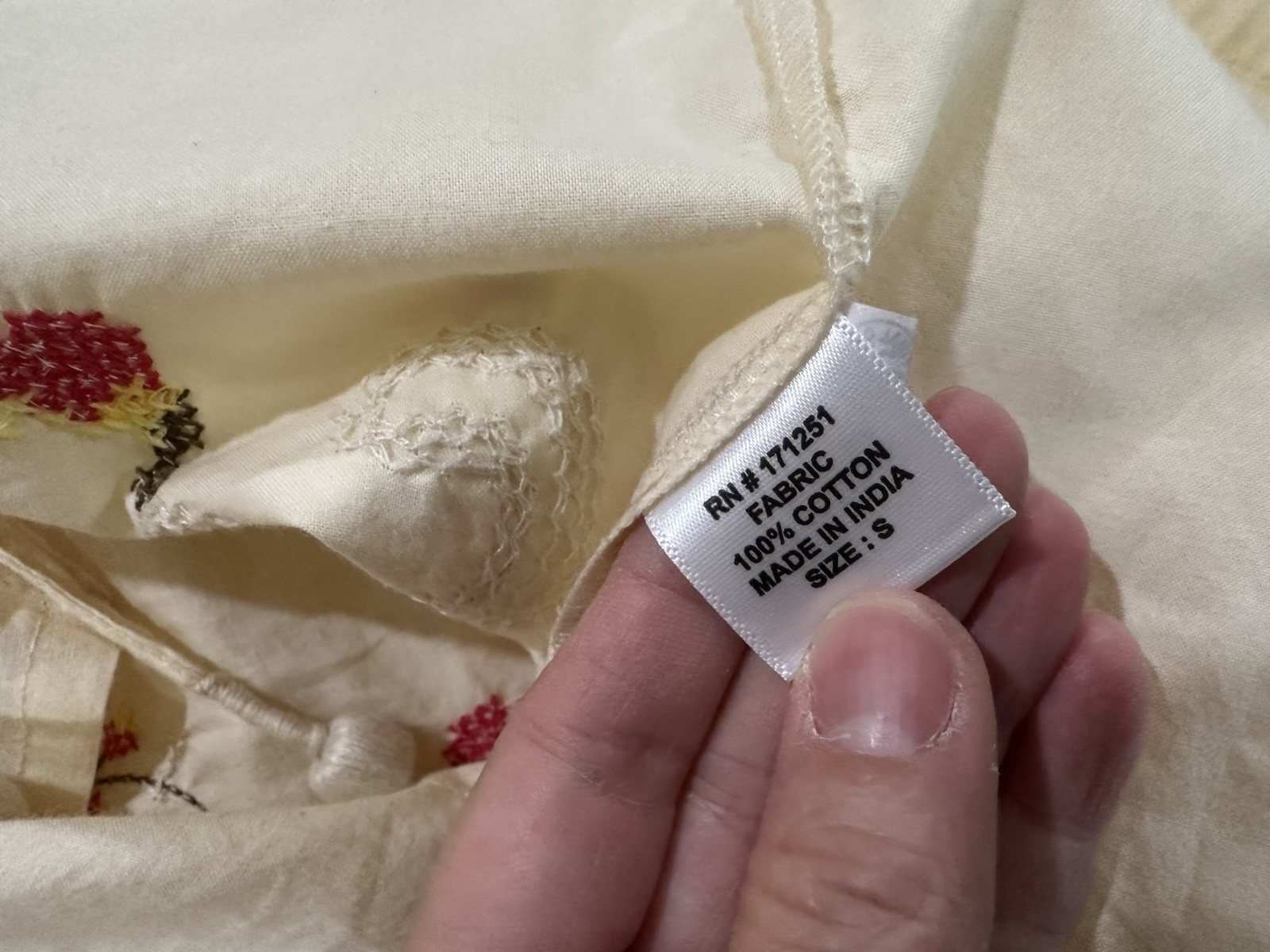 NWT Jennifer Grace Cream Tie Top Floral Embroidered Cottagecore Boho Womens S