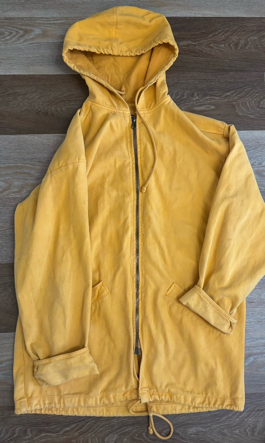 Vtg 90’s Yellow Cotton Denim Hooded Hip Hop Jacket Legal Jeans Grunge Men Sz M