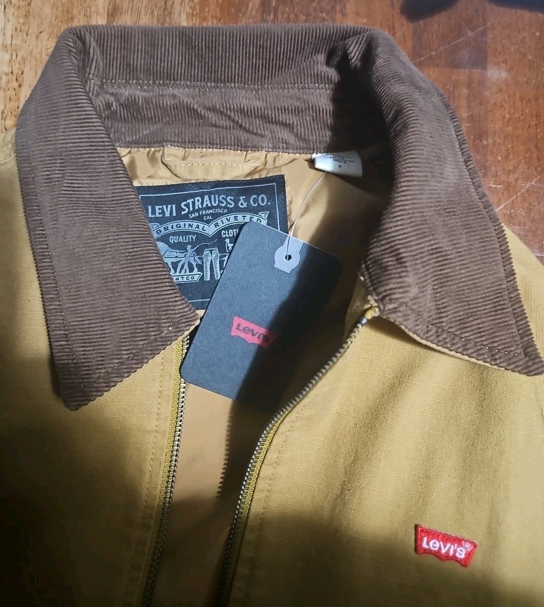 Levi’s Men’s Workwear Jacket Tan Ripstop Corduroy Collar Full Zip Size M