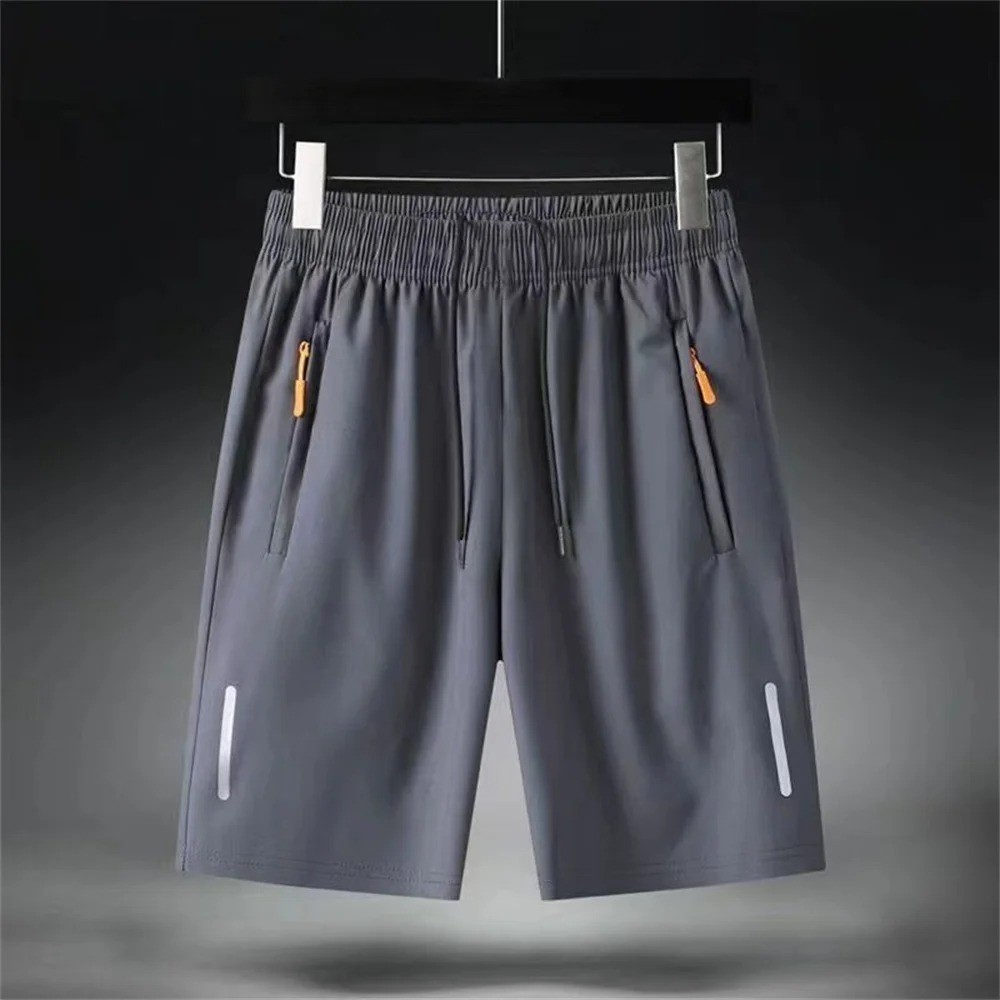 Men’s Ice Silk Summer Shorts Quick Dry Gym Sports Beach Casual Zipper Shorts