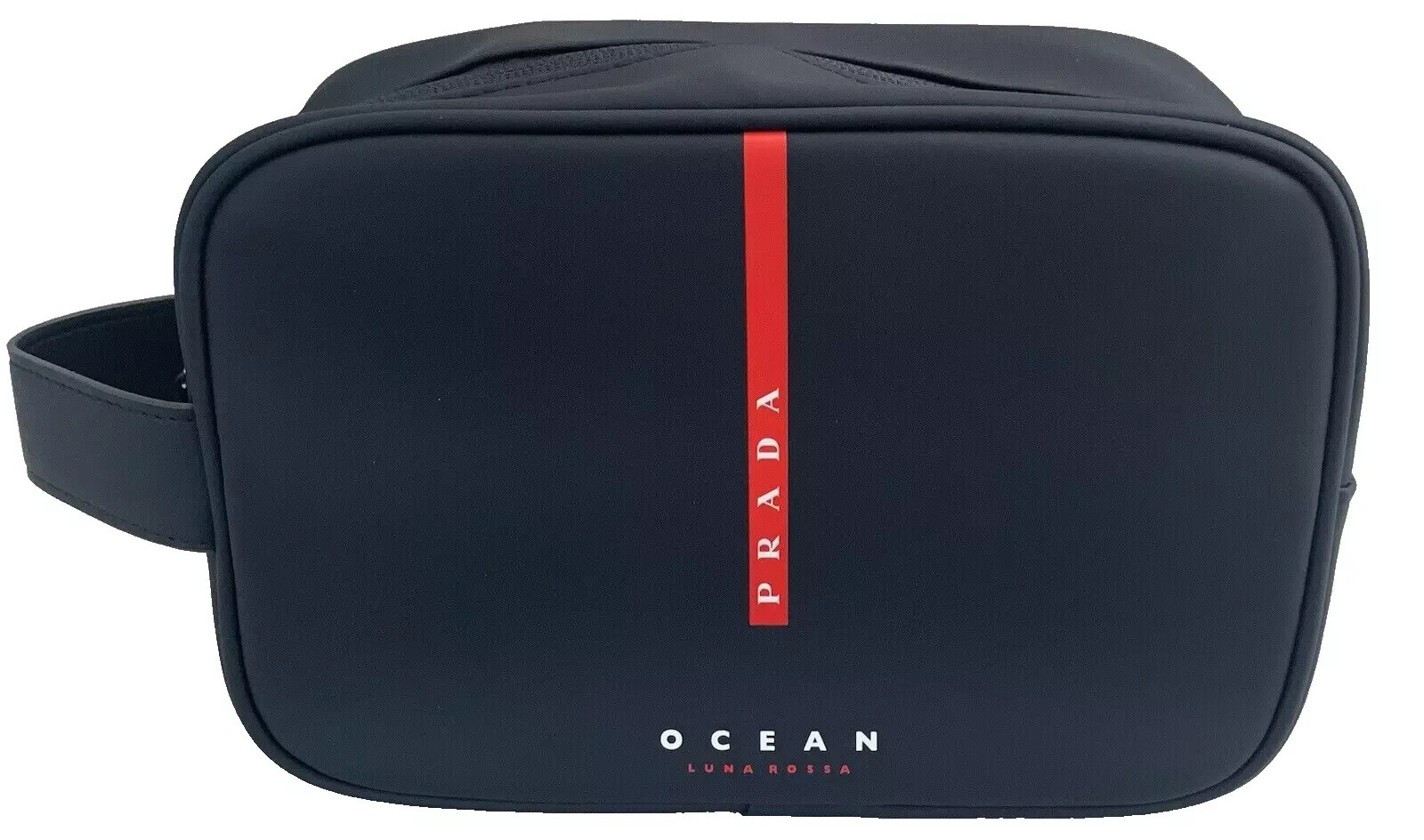 Prada Luna Rossa Ocean Pouch Charcoal Black Travel Toiletry Bag with Dust Bag