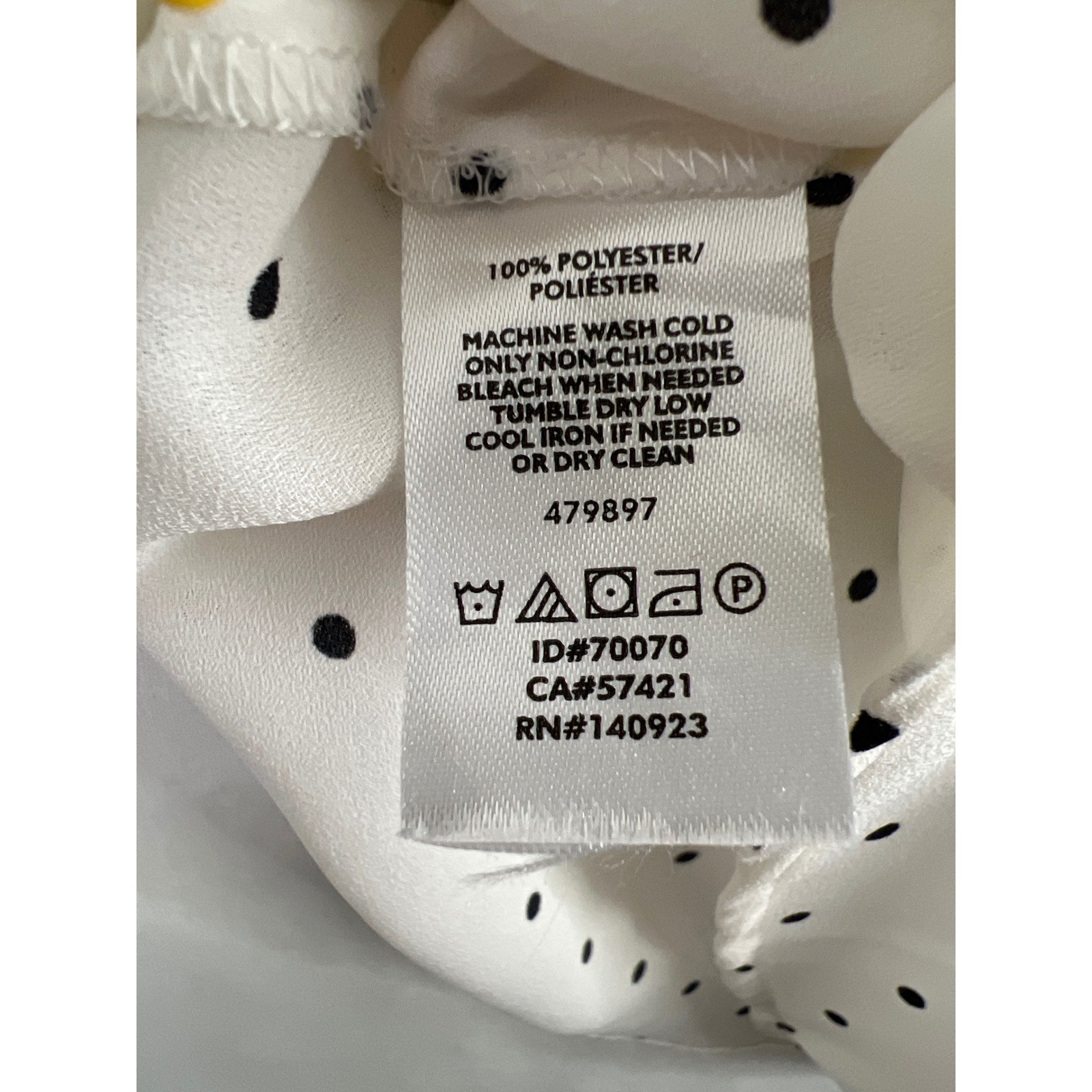 LOFT Blouse Womens Small White Polka Dot V-Neck Tie Long Sleeve Peasant Top