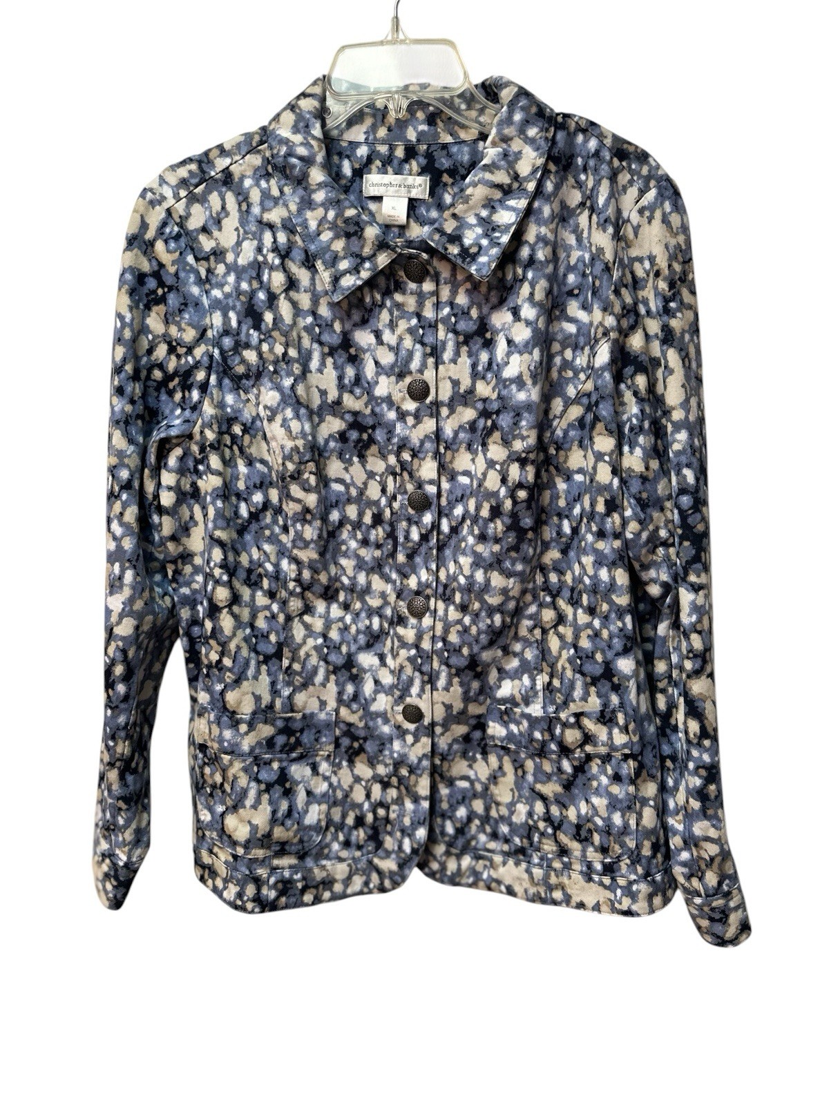 Christopher & Banks Jacket 6-Button Women XL Multicolor Abstract Long Sleeve