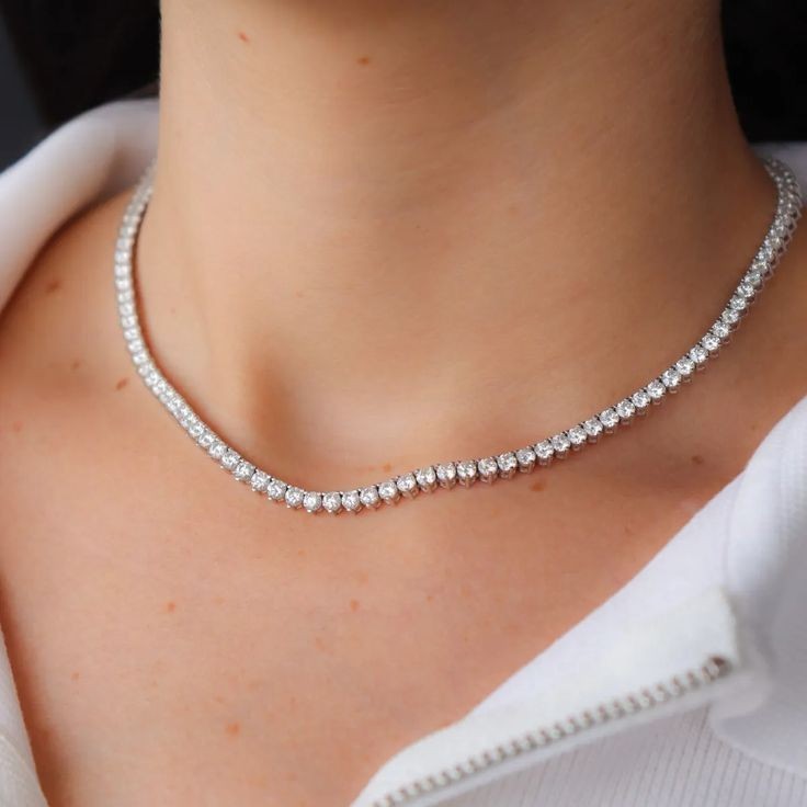 19Ct Round Cut 4MM Diamond Women’s Tennis Necklace 14K White Gold Finish 18″