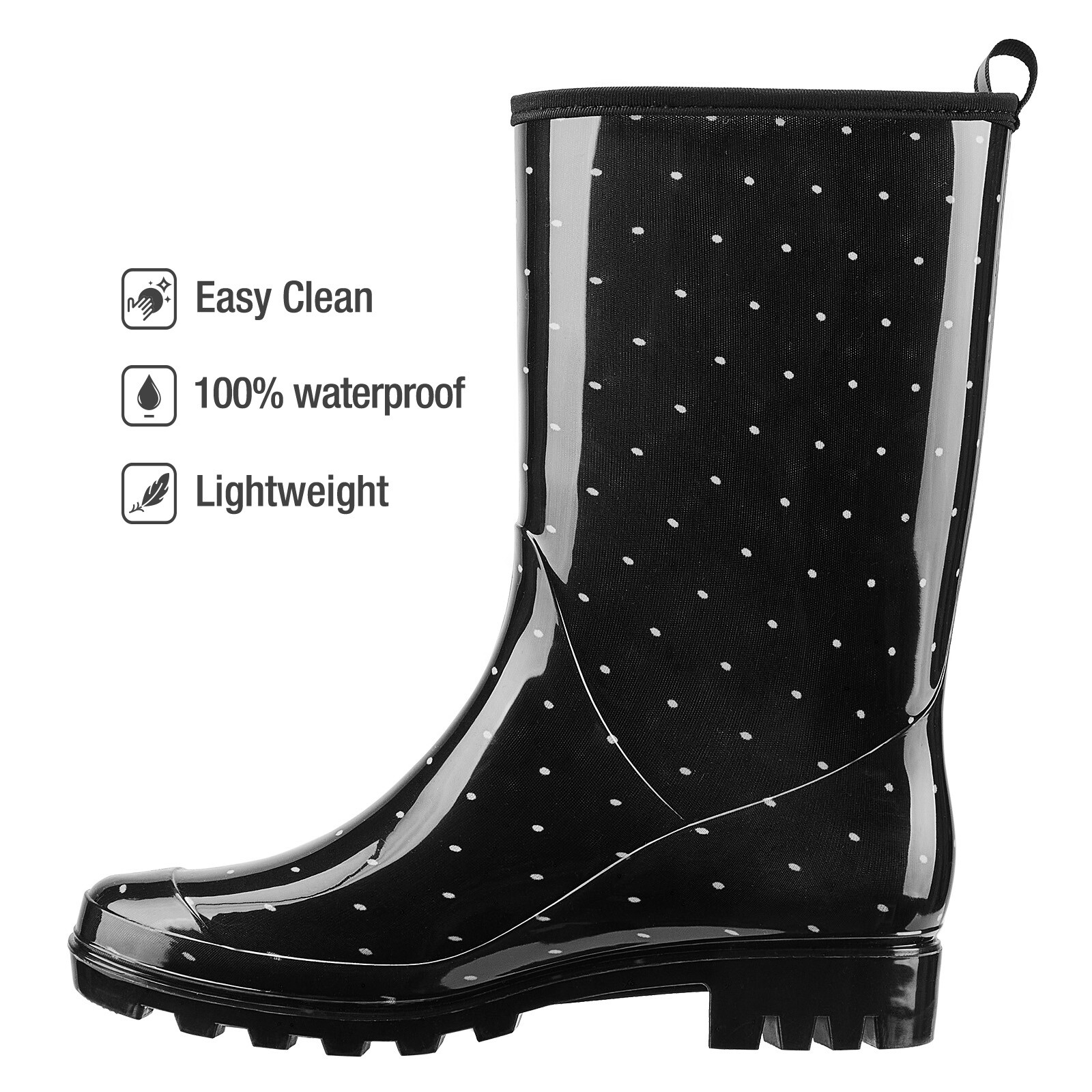 HISEA Women Printed Rain Boot Pull On Comfort Waterproof Wellies Mud Garden Boot