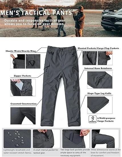 US Men Tactical Cargo Pants Soldier Straight-fit Work Combat Trousers Outdoor