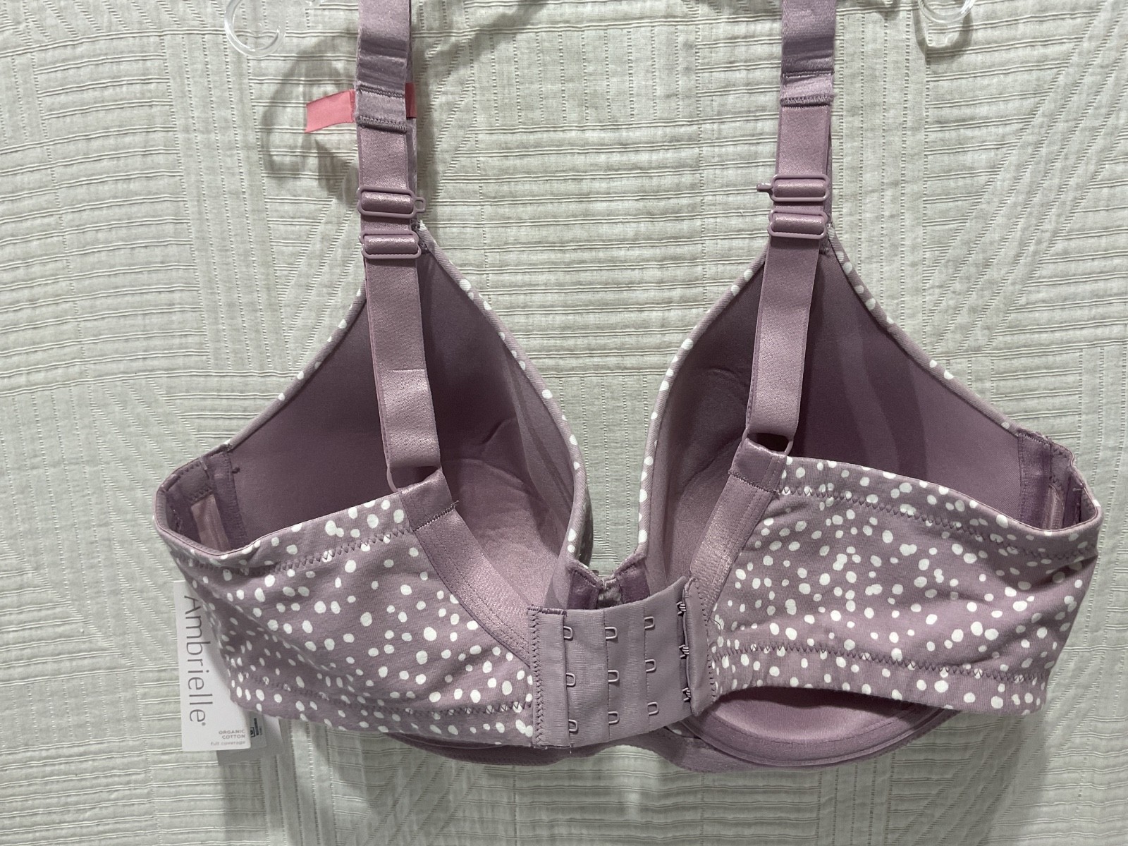 ambrielle organic cotton full coverage bra lavender abby dot ast sizes