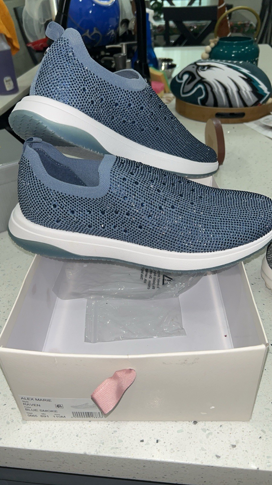 Alex Marie Raven Women’s Slip-On Knit Sneaker Blue Smoke Low Top Casual